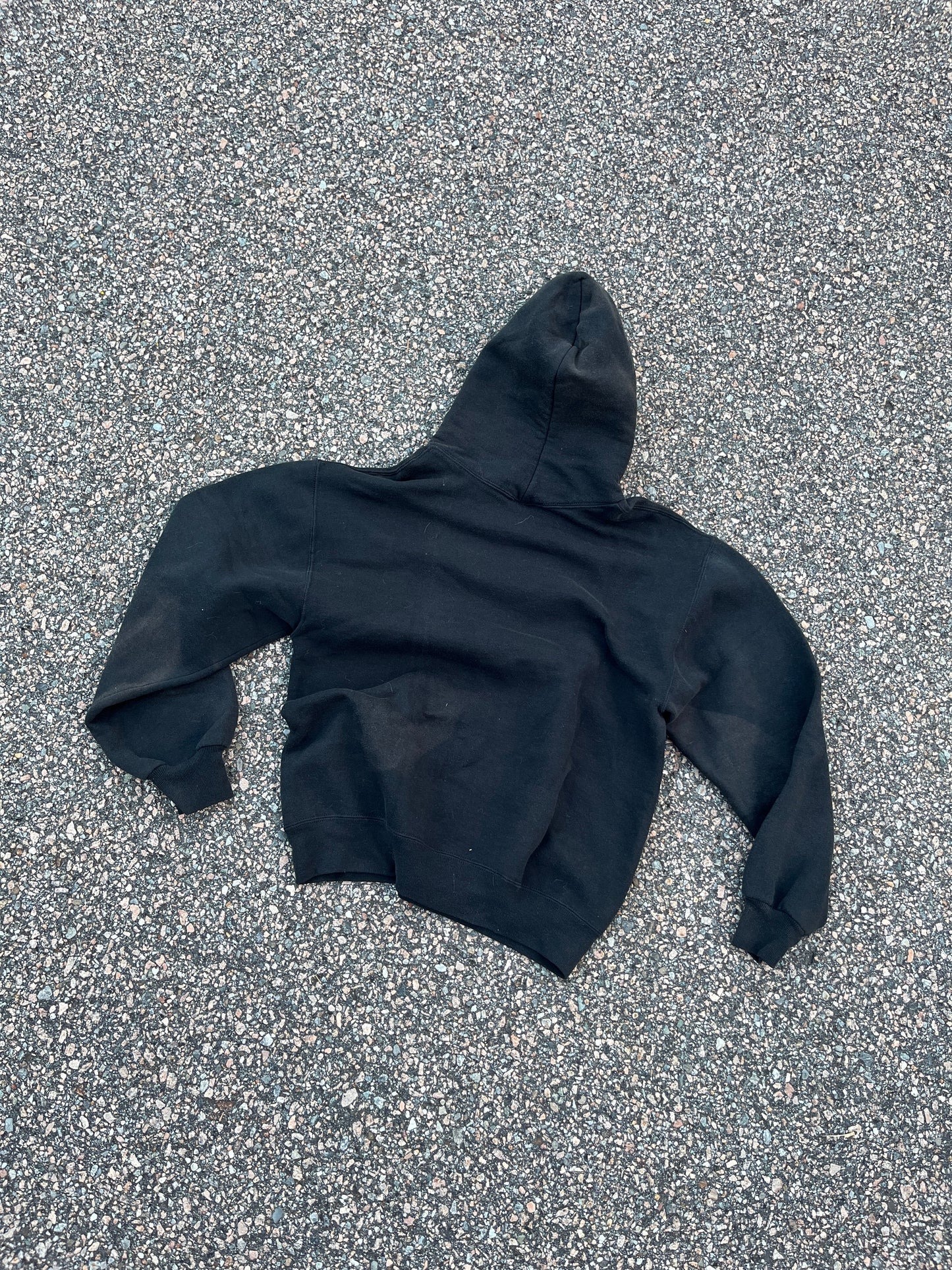 00’s Faded Black Russell Hoodie - Medium