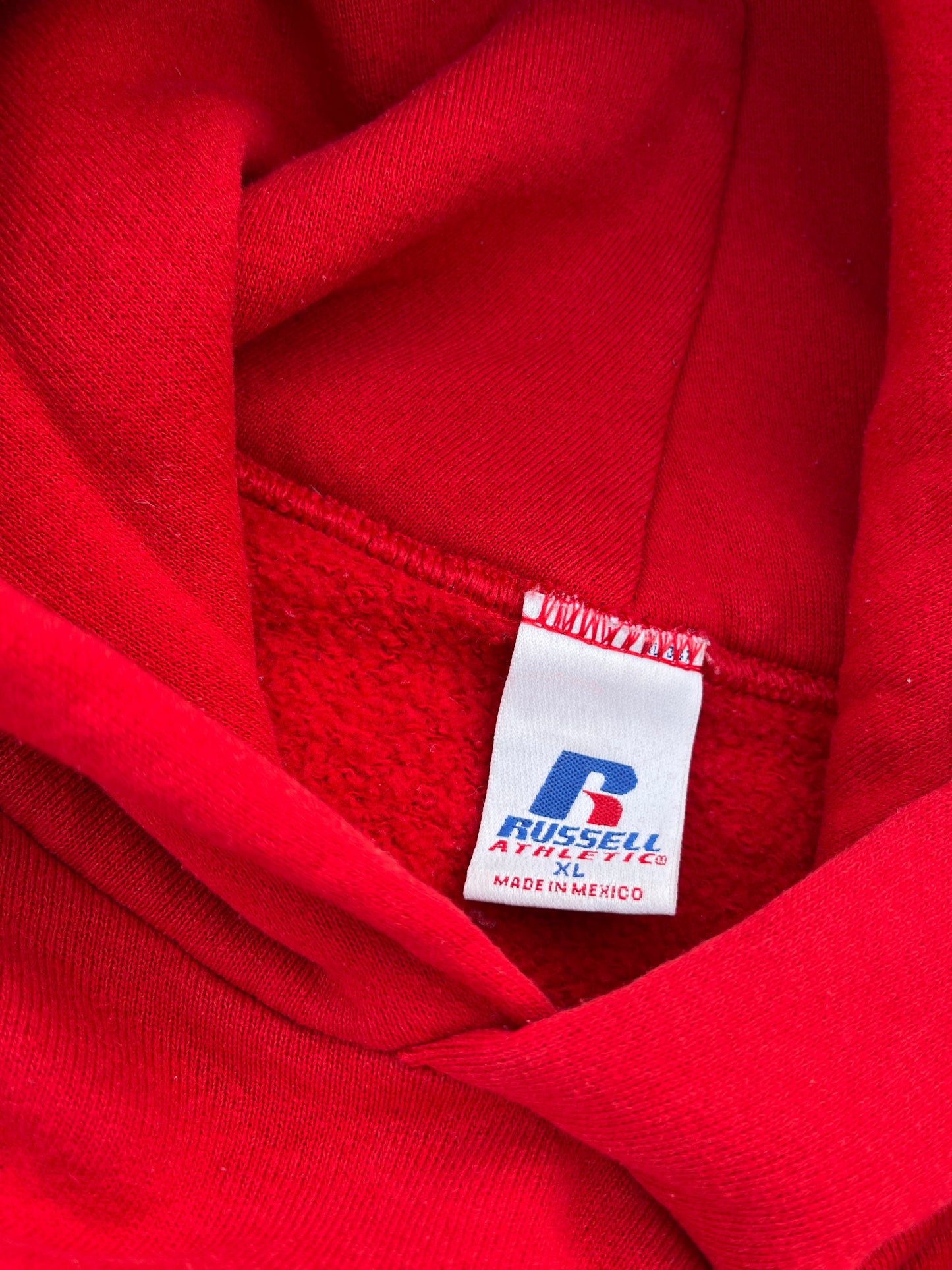 00’s Faded Red Russell Hoodie - Boxy Medium