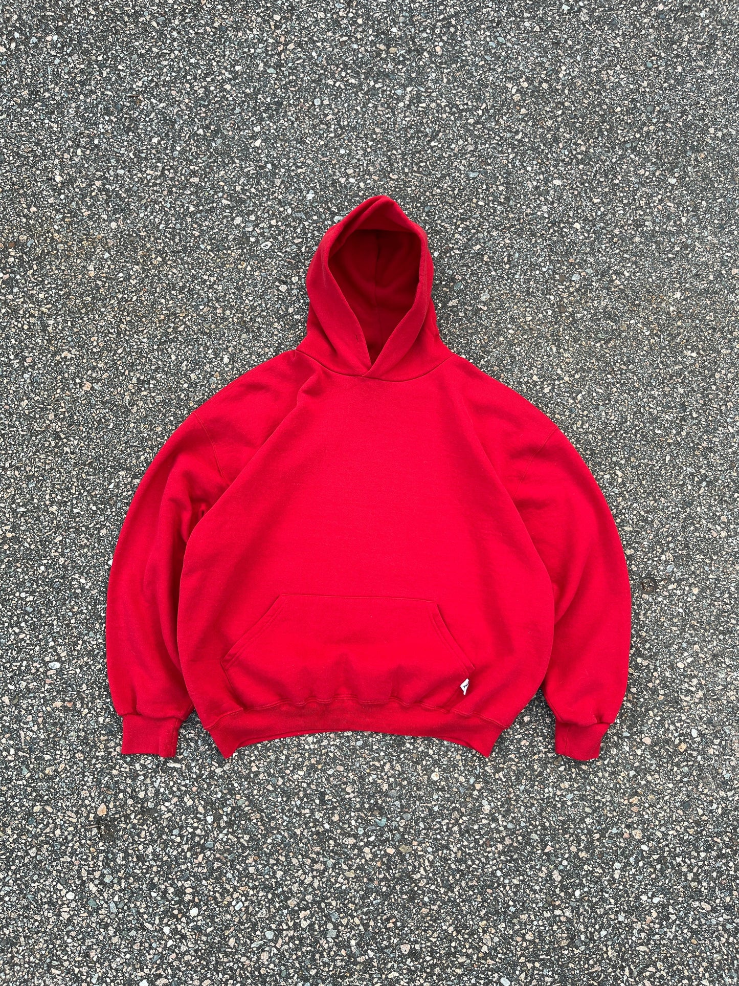 00’s Faded Red Russell Hoodie - Boxy Medium